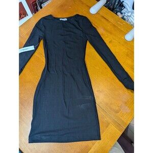 Princess Polly NWT Black Long Sleeve Mini Dress Organic Cotton US 2 XS Bodycon